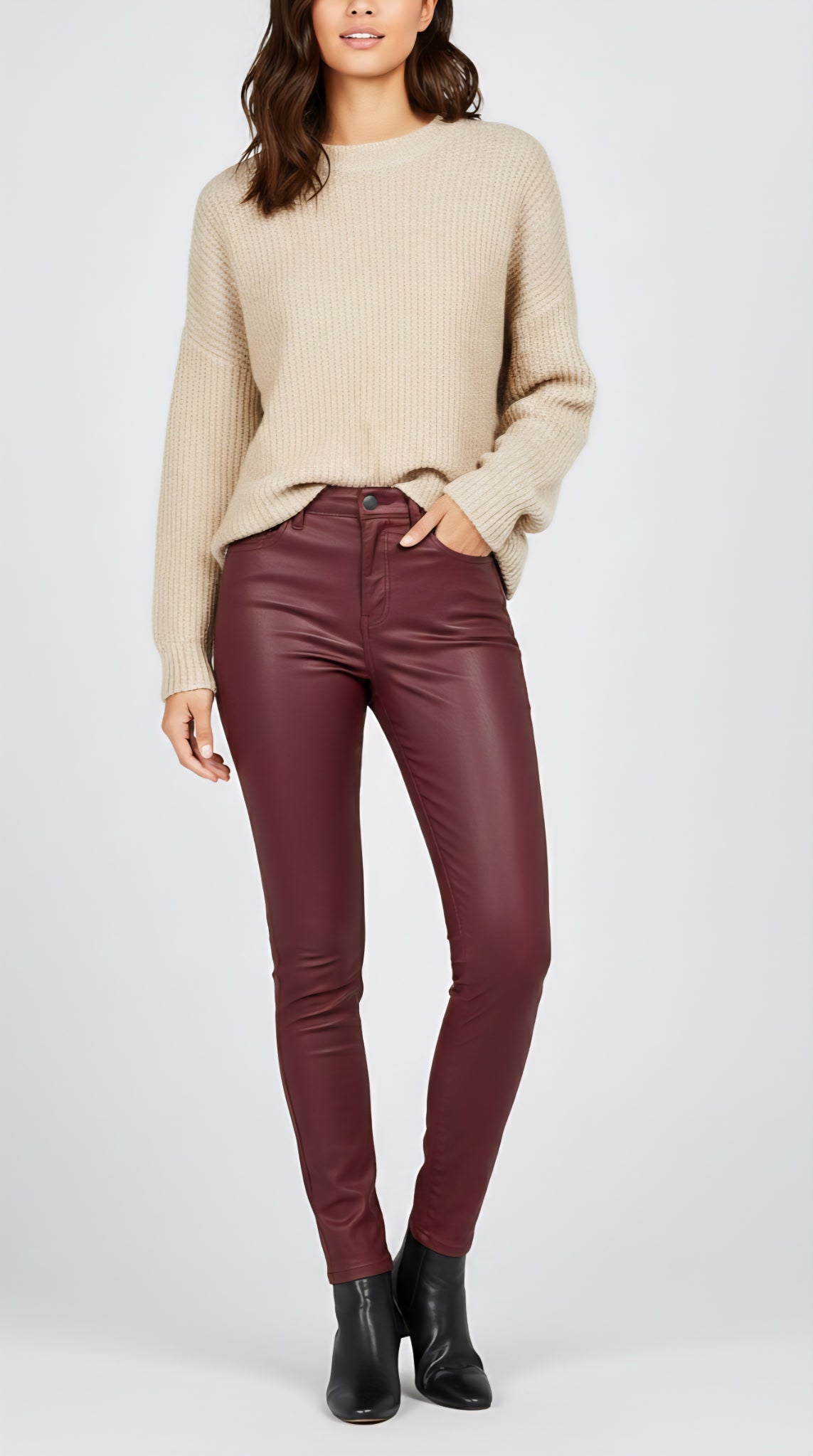 ladies PU coated skinny jeans